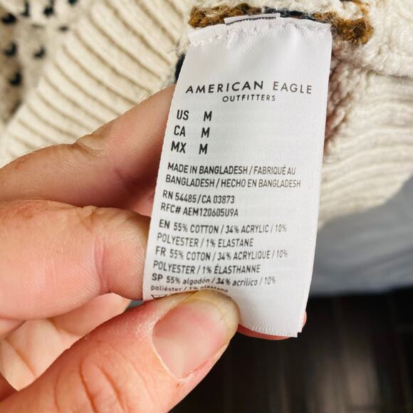 American Eagle Elk Fairisle Super Soft Hooded Sweater Size Medium - Picture 5 of 8